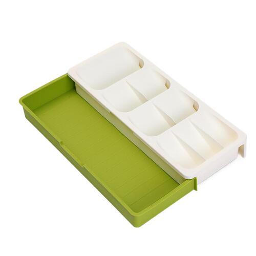 Cross-border retractable cutlery storage box lunch spoon organizer spoon storage rack drawer multi-grid box manufacturer wholesale