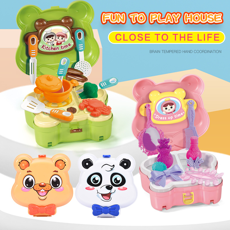 Transfronterizo de los niños de dibujos animados animales de simulación de utensilios de cocina herramientas cosméticos jugar casa crossbody bolsa de hombro médico Juguetes