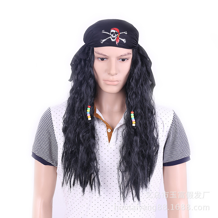 Yiwu manufacturers wig wholesale pirate wig non-mainstream men's wig selling wig European and American long men's hair