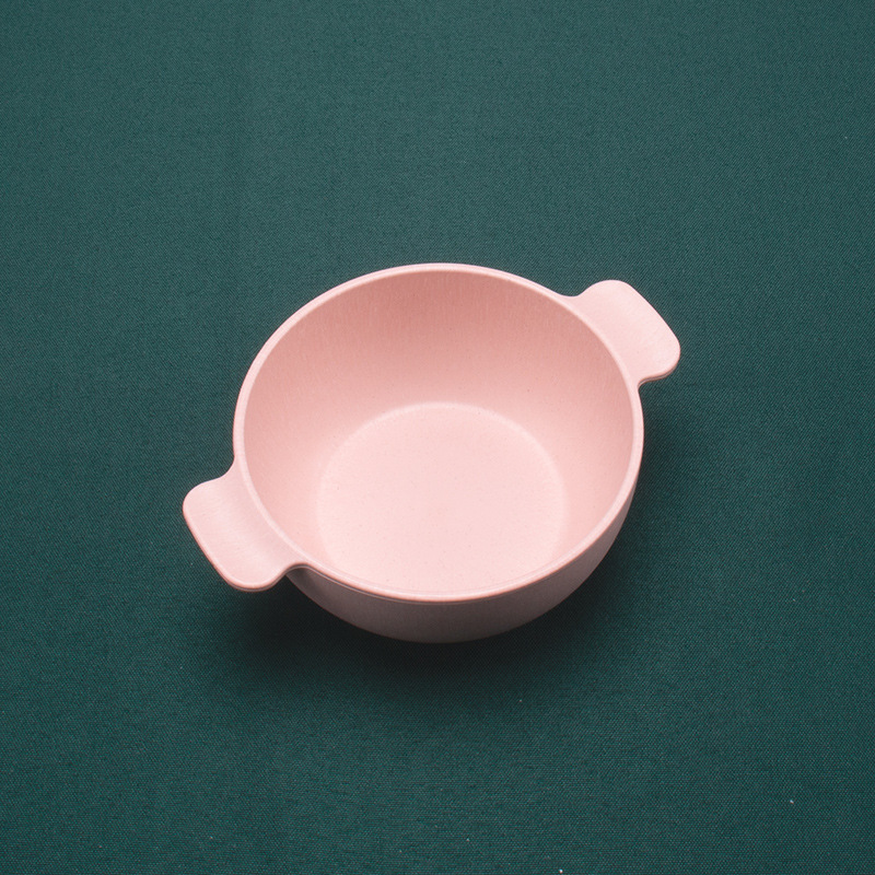 Tazón de arroz de paja de trigo tazón de sopa creativo anti-escaldadura suplemento alimenticio infantil tazón de doble oreja hogar niños vajilla logo