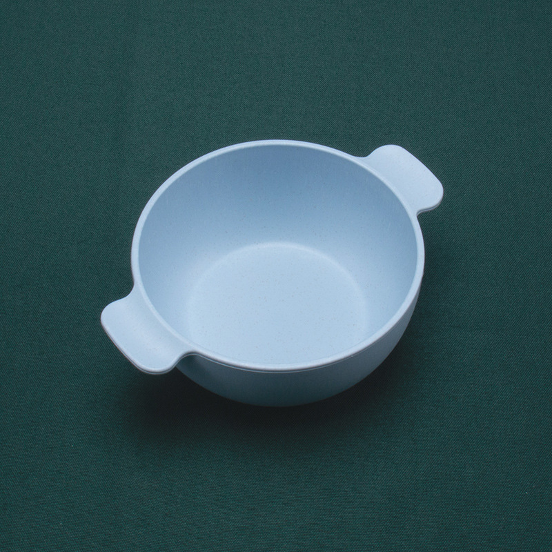 Tazón de arroz de paja de trigo tazón de sopa creativo anti-escaldadura suplemento alimenticio infantil tazón de doble oreja hogar niños vajilla logo
