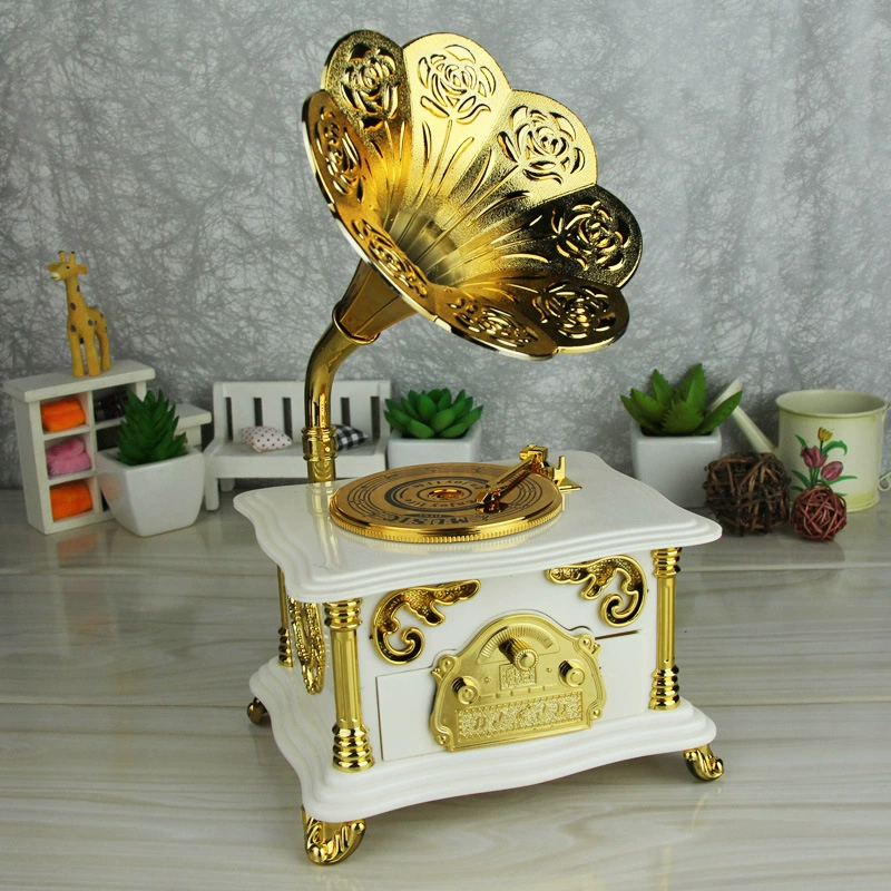 Wooden retro music box, wholesale, nostalgia, Birthday gift