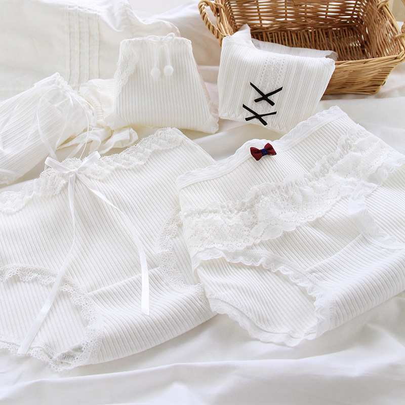 Princess White# Lolita lace girly underwear student cotton crotch waist ladies shorts women C088