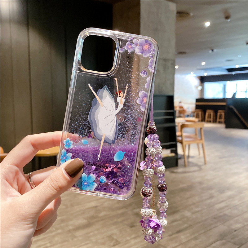 Phone Case For Iphone 15 Pro Max Butterfly Flower Liquid Glitter_voghion.com