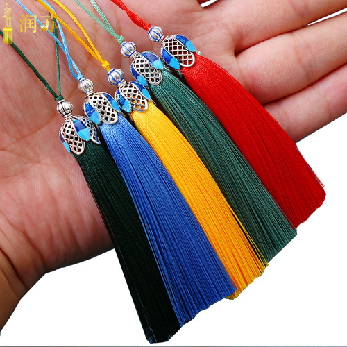 Runsu tassel 8cm cloisonne tassel blue hat crown tassel mobile phone diy hanfu bookmark sachet hanging tassel