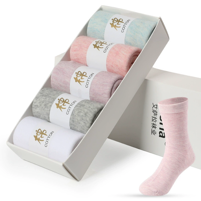 Colored autumn white antibacterial knee socks, mid-length, absorbs sweat and smell