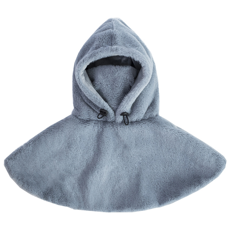 Cross-Border Winter Electric Bike Riding Hat for Women, Windproof, Fleece-Lined, Thickened, Integrated Shawl, Faux Mink Fur Cover