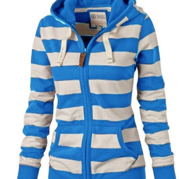 6023 AliExpress Comercio exterior ropa de mujer europea y americana Otoño e Invierno popular con capucha más tamaño manga larga suéter a rayas