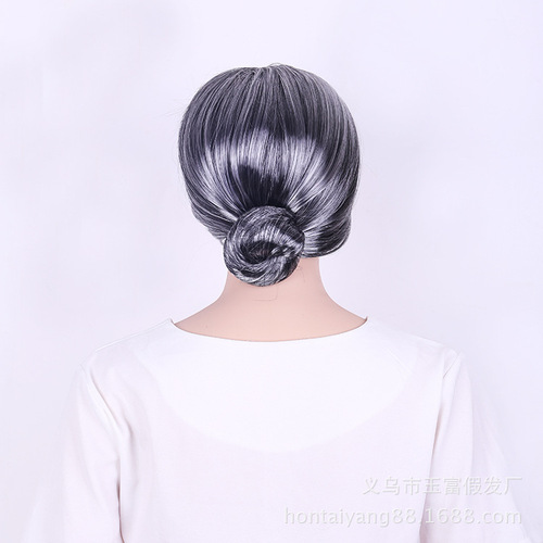 Ancient costume wig set, old lady wig, theater performance ballroom, grandma white hair, gray lady wig, headwear set