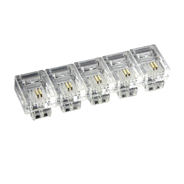 RJ11 телефонная линия кристаллическая головка 2 проводника 6P2C телефонная кристаллическая головка телефон кристаллическая головка 1,000/ package