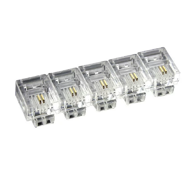 RJ11 телефонная линия кристаллическая головка 2 проводника 6P2C телефонная кристаллическая головка телефон кристаллическая головка 1,000/ package