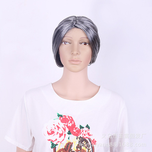 Ancient costume wig set, old lady wig, theater performance ballroom, grandma white hair, gray lady wig, headwear set