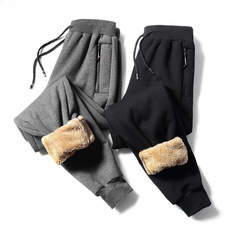 Winter Composite Lamb Fleece Cotton Pants Fleece-lined Thickened Pants Cold-proof Warm Soft and Comfortable Sports Pants