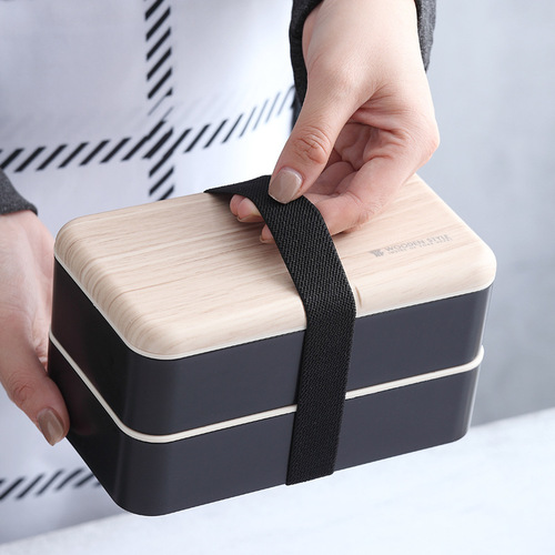 INS Internet celebrity Japanese double-layer lunch box plastic compartment lunch box cross-border adult student microwaveable lunch box