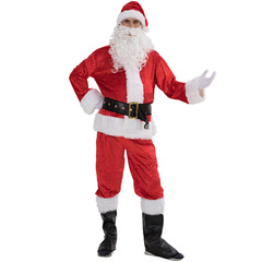 Wholesale European and American size plus size Christmas suit classic 7-piece luxury masonry velvet Santa suit