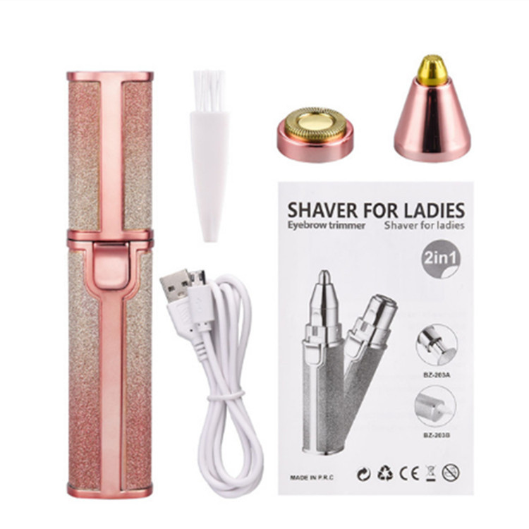 Transfronterizo nueva batería/USB recargable de las mujeres Shaver eléctrico ceja trimmer lápiz labial Shaver herramienta de eliminación de pelo facial image 5