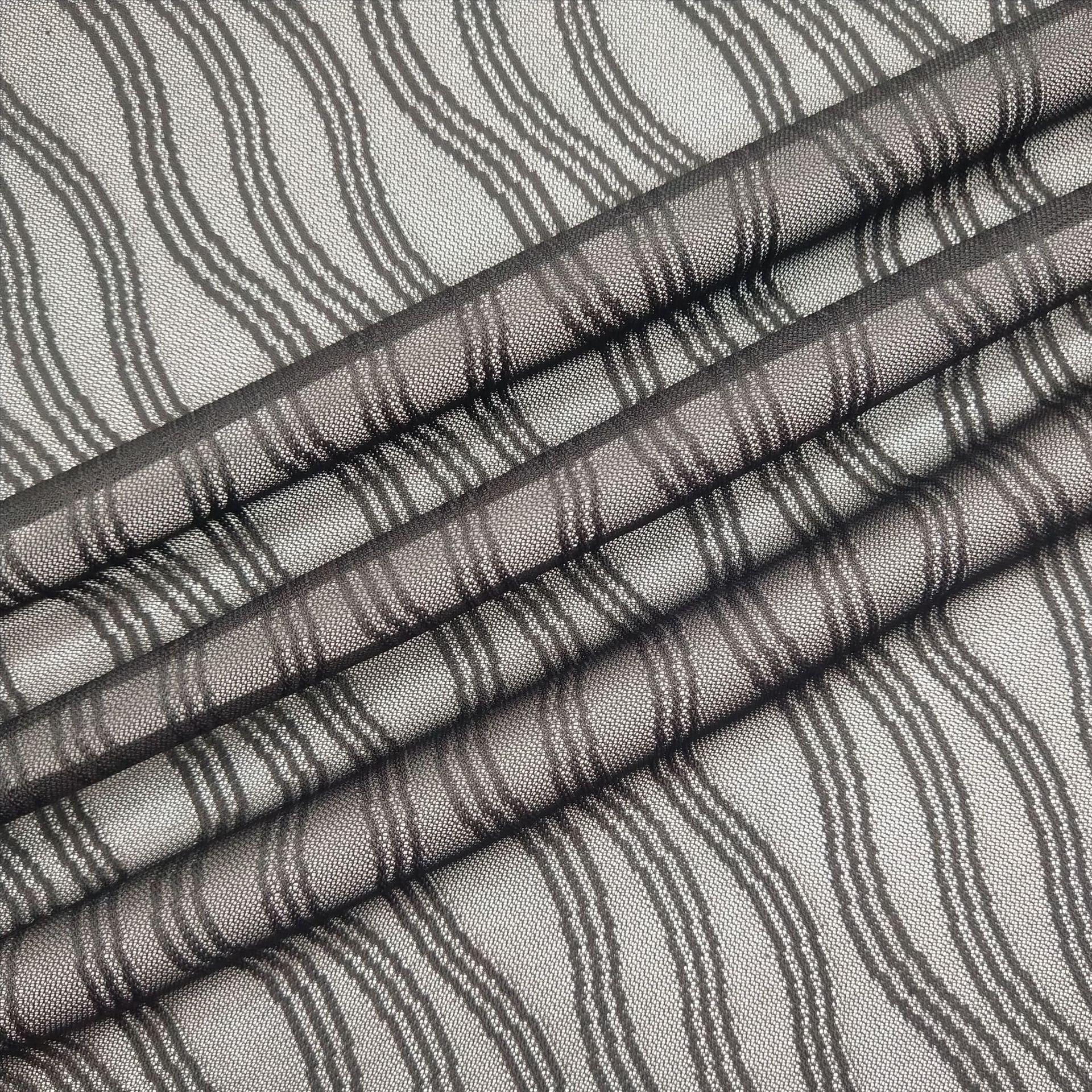 涤纶波浪条纹网眼布 针织女装提花面料 全涤家纺用料 95gsm