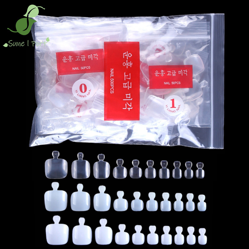 New Manicure Toenail Pieces 500 Korean Standard Bag Transparent Porcelain White Natural Color Large and Small Universal Toenails
