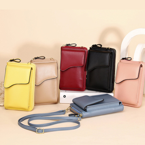  Creative New Fashion Korean Style Shoulder Crossbody Bag Large Capacity Women's Long Wallet Solid Color Mobile Phone Bag