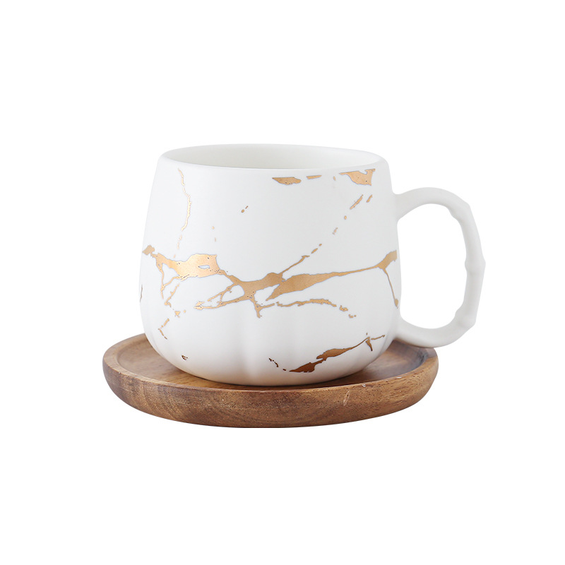 B2050-Платиновое кружево типа 400 мл, одна чашка с деревянным блюдцем