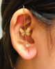 The new cold wind embedded ear hanging ear hanging personality simple puncture ear needle female lightning leaf auricular oblique earrings