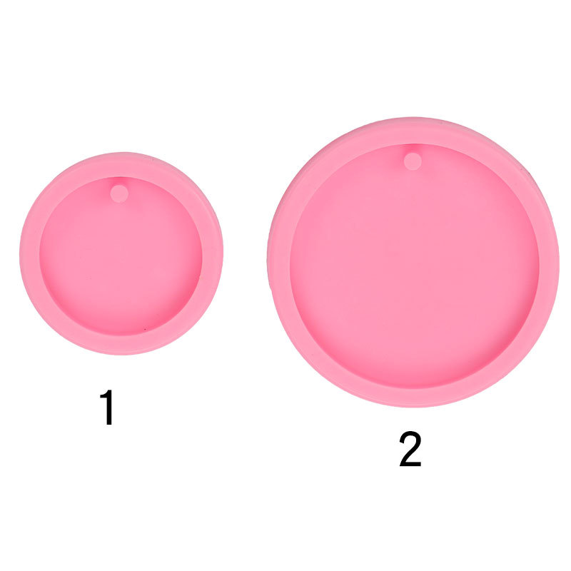 翻糖带孔大小圆形钥匙扣挂件硅胶模具钥匙链巧克力翻糖香薰石膏模