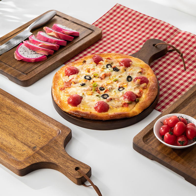 Madera de nogal negro filete placa de madera pastel de pan Sushi Pizza bandeja de madera comida occidental tabla de cortar placa de madera