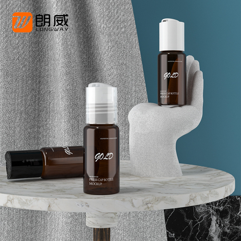 15ml de hombro redondo mil botella de cubierta de otoño material de embalaje cosmético cubierta de prensa botella PET plástico sub-botella mil botella de cubierta de otoño