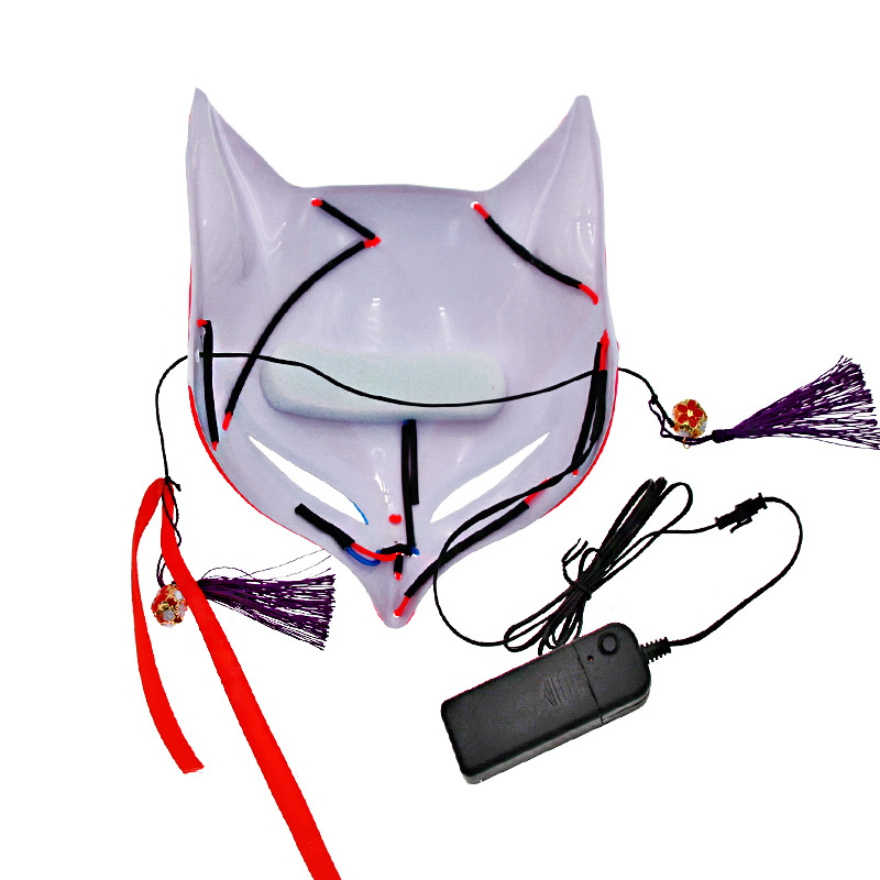 Transfronterizo Jiannian EL Fox Yin Yangshi luminosa fortaleza de Halloween carnaval noche viento zorro demonio intermitente máscara nocturna