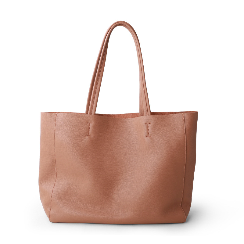2026 New Women's Top Grain Cowhide Large Capacity Tote Bag Genuine Leather Simple Soft Leather Handbag Shoulder Bag - Thumbnail 6