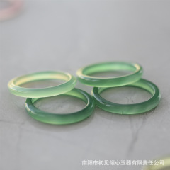 Factory Direct Wholesale Light Green Jadeite Ring with Fine Jadeite Band, Transparent Green Tail Ring, Agate Ring, Ruili Simple and Versatile