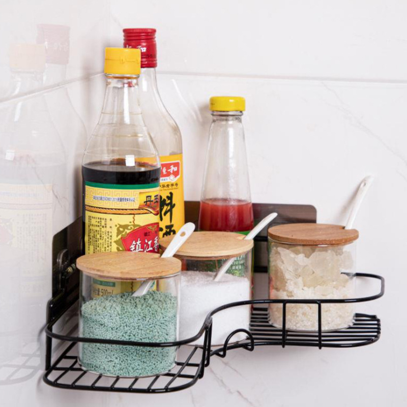 Baño Rack de almacenamiento Punch-libre montado en la pared de esquina lavabo baño montado en la pared inodoro triángulo cocina rack de almacenamiento