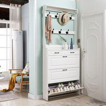 现代简约鞋柜带衣架多功能大容量门厅玄关柜小户型超薄翻斗家用门