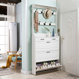 现代简约鞋柜带衣架多功能大容量门厅玄关柜小户型超薄翻斗家用门