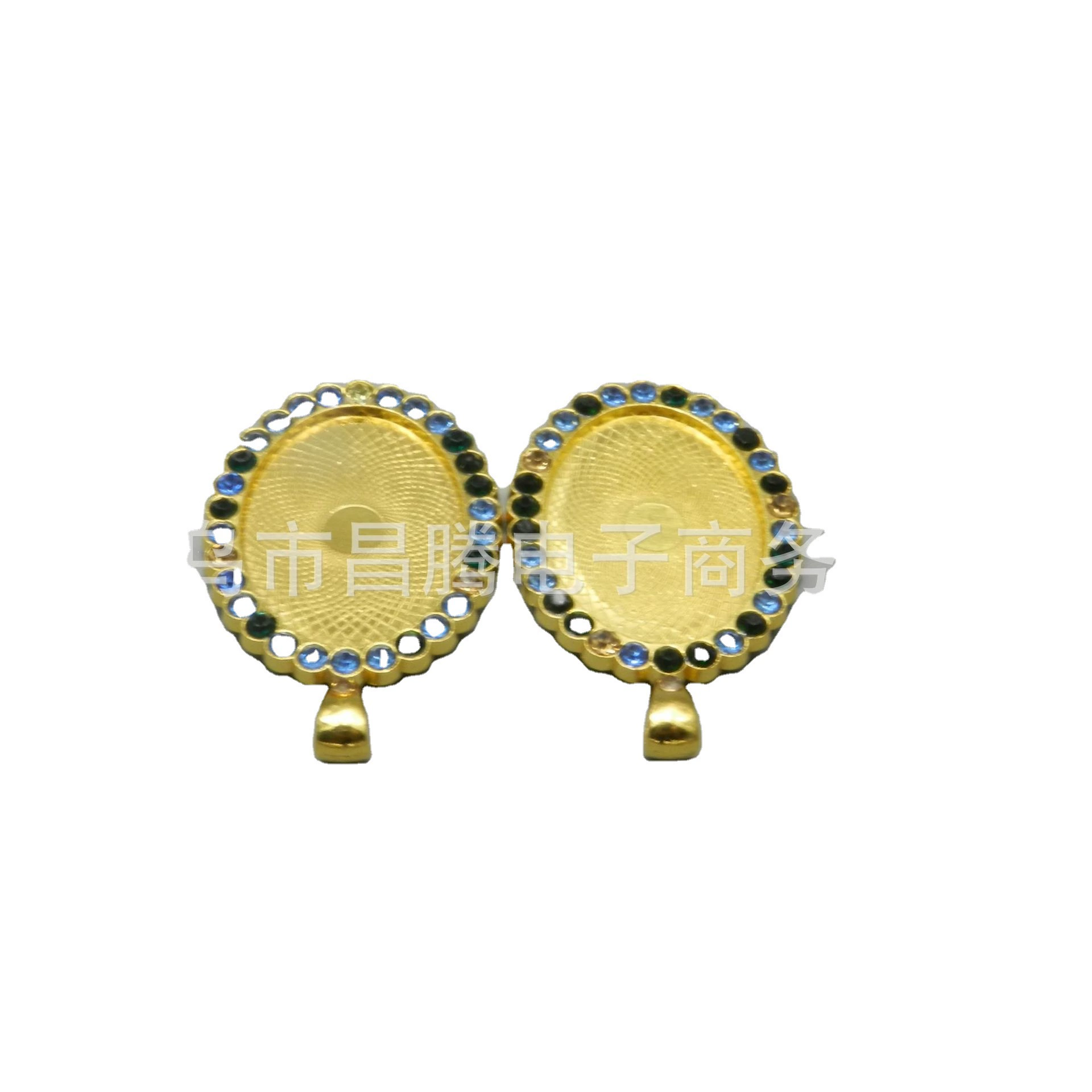 Цвет, сохраняющий инкрустированный цветной бриллиант внутри 25*35 мм Овальный драгоценный камень времени подвеска Нижняя опора изысканный узор подвесная основа