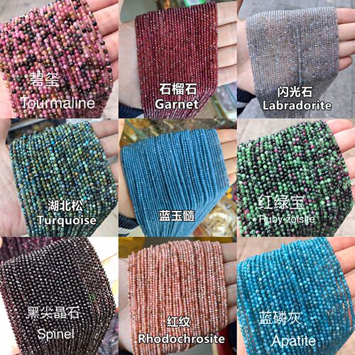 2mm faceted tourmaline garnet agate chalcedony gray moonlight turquoise small faceted angle loose beads jewelry accessories