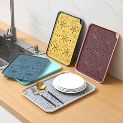 Water cup tray rectangular plastic tea tray creative drain home living room Nordic European style simple cup drain tray