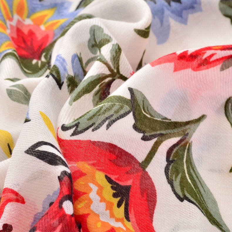 Comercio exterior Exportación satén algodón impreso bufanda estilo coreano japonés suave fresco bufanda decorativa viajes protector solar chal