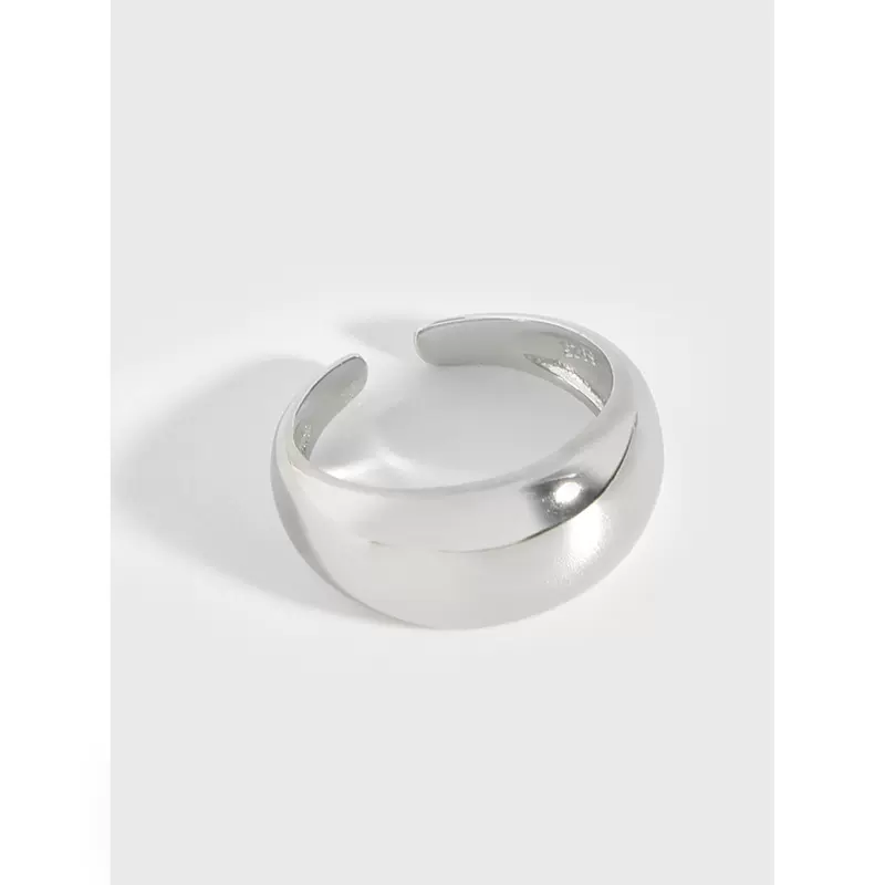 DILAGE-150韩版ins冷淡风小众设计光面圆弧女开口S925纯银戒指女