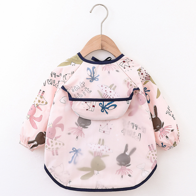 Abrigo para niños primavera y otoño impermeable de manga larga anti-vestirse bebé comiendo ropa delantal niños babero ropa protectora con babero