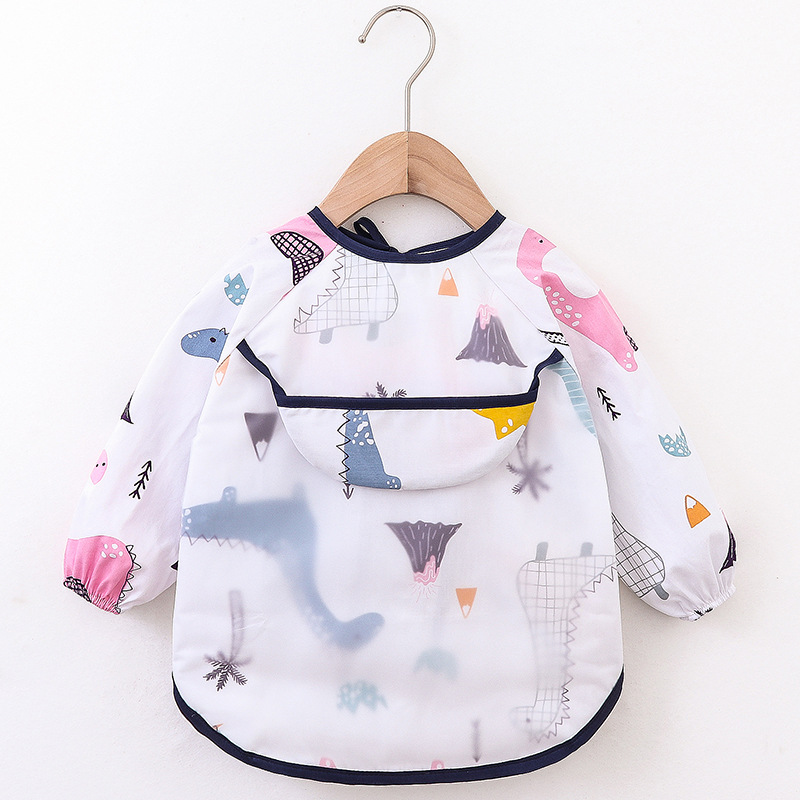 Abrigo para niños primavera y otoño impermeable de manga larga anti-vestirse bebé comiendo ropa delantal niños babero ropa protectora con babero