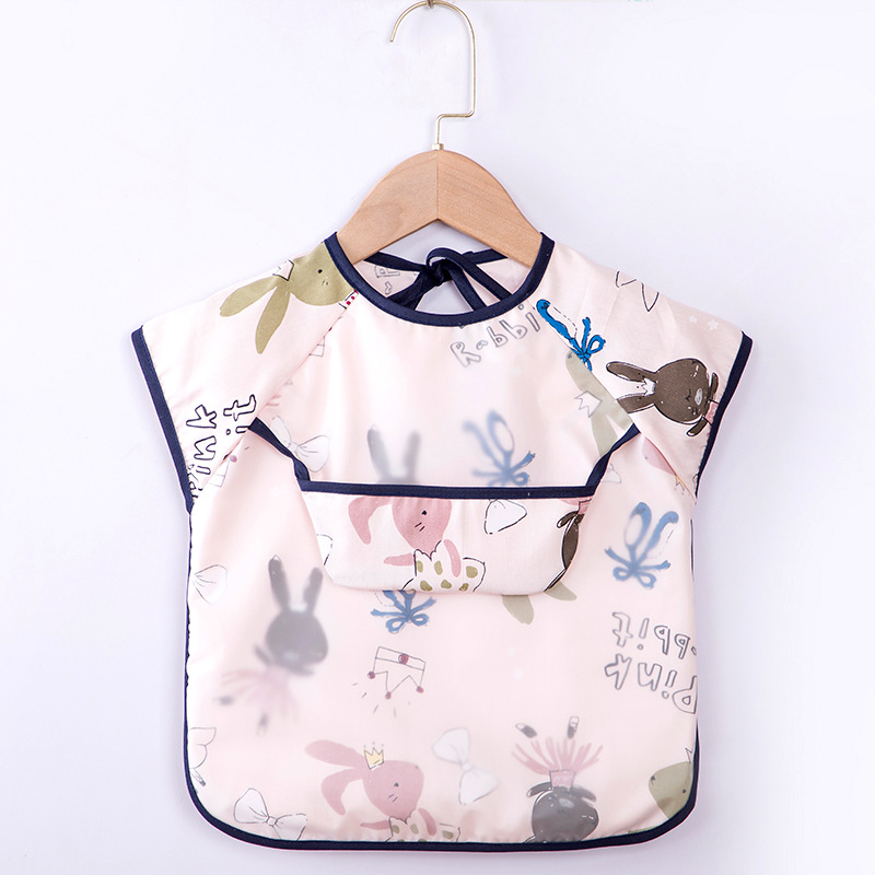 Abrigo para niños primavera y otoño impermeable de manga larga anti-vestirse bebé comiendo ropa delantal niños babero ropa protectora con babero