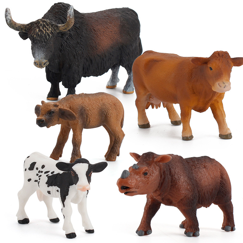 Simulation wild animal cattle model Buffalo yak rhinoceros solid static science and education hand-made dairy cattle poultry animal wholesale