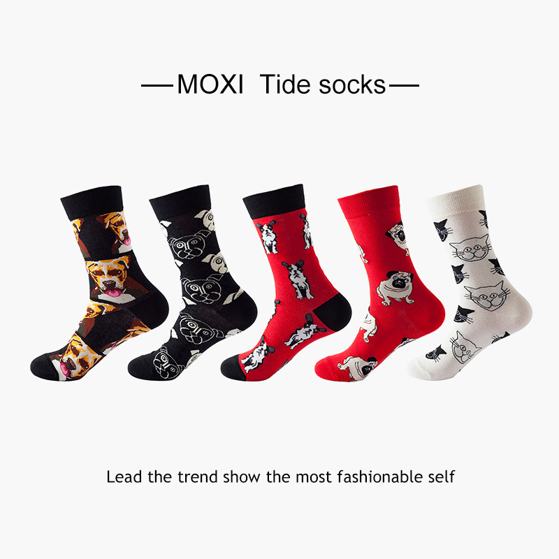 5 pares de calcetines de comercio exterior europeos y americanos calcetines de otoño e invierno para hombres calcetines de media pantorrilla ins par calcetines de moda calcetines de baloncesto de las mujeres al por mayor transfronteriza