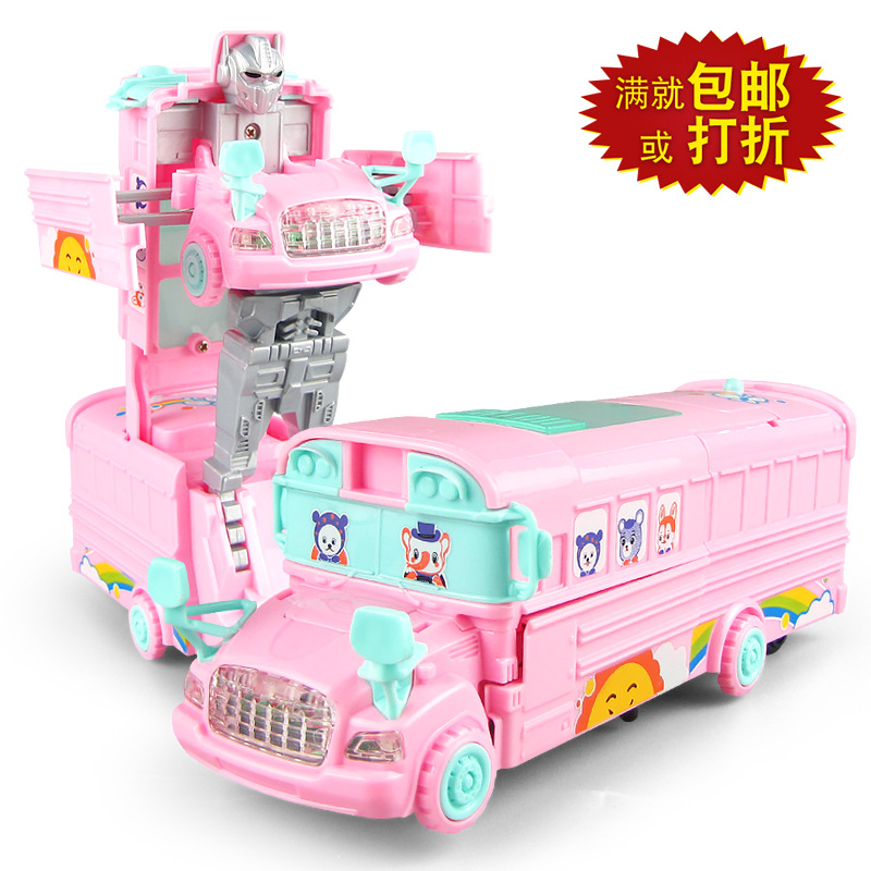 Nuevo eléctrico universal deformación autobús escolar juguete coche música luz simulación autobús modelo de juguete para niños