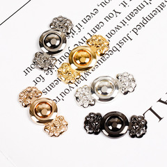 Hanfu style mother-son buttons, cloud-shaped metal plates, standing collar, draped shoulder, symmetrical front overlap, Han-style metal buttons