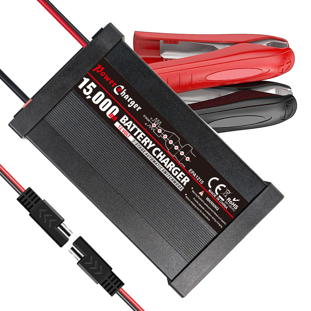 12V15A铅酸蓄电池智能充电器全自动7段式充满关断反接保护