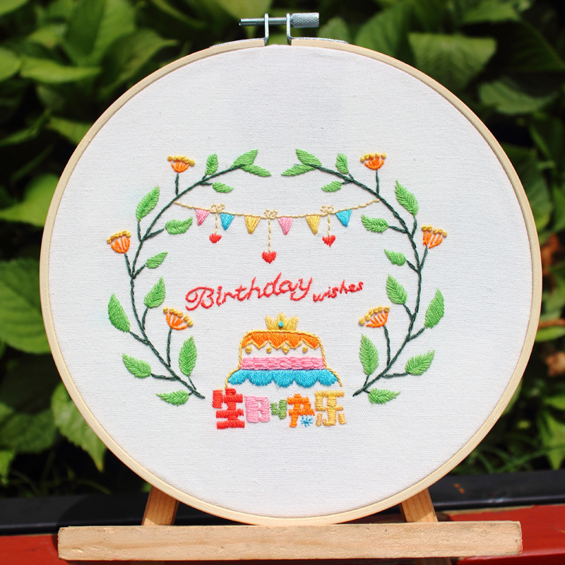 Fábrica directa Regalo de Cumpleaños hecho a mano DIY tela novato europeo bordado flores y plantas material paquete Kit