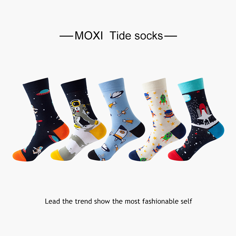 5 pares de calcetines de comercio exterior europeos y americanos calcetines de otoño e invierno para hombres calcetines de media pantorrilla ins par calcetines de moda calcetines de baloncesto de las mujeres al por mayor transfronteriza