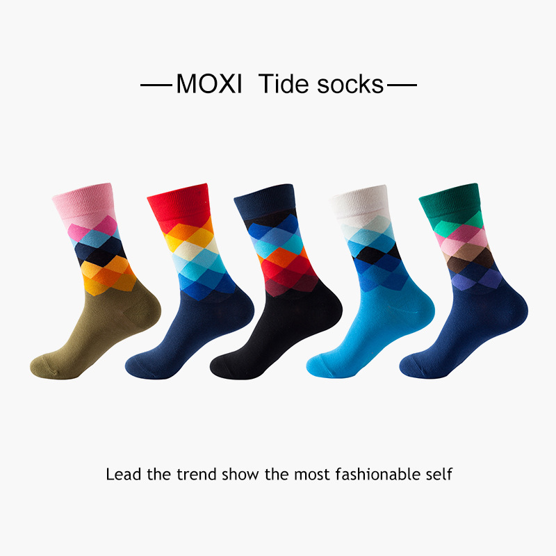 5 pares de calcetines de comercio exterior europeos y americanos calcetines de otoño e invierno para hombres calcetines de media pantorrilla ins par calcetines de moda calcetines de baloncesto de las mujeres al por mayor transfronteriza